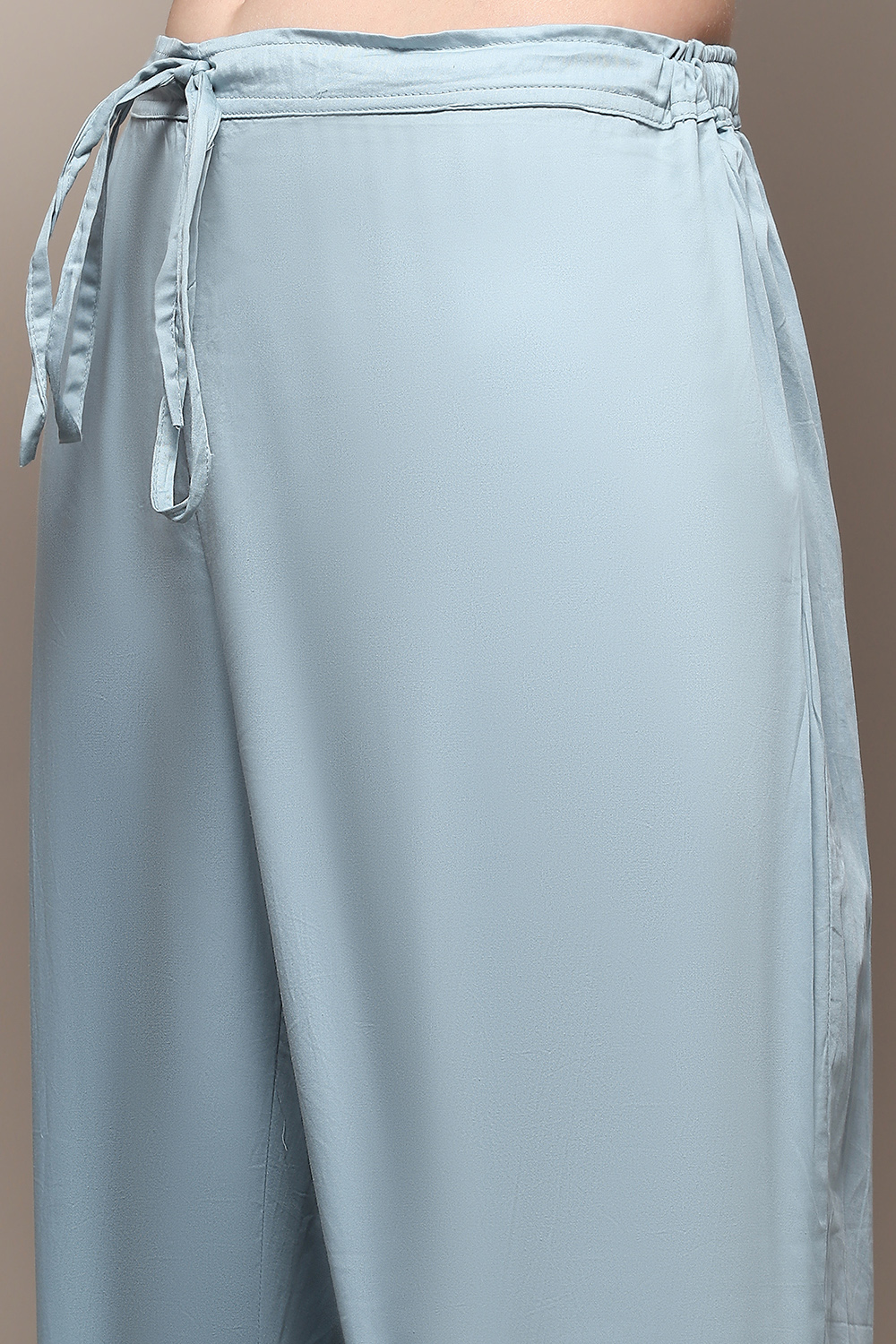 Ice Blue Embroidered Kurta & Palazzo Suit Set image number 2