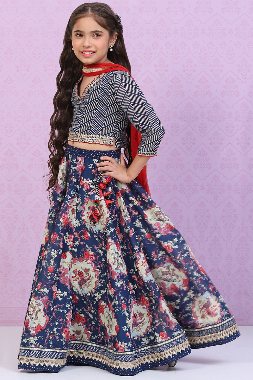 Navy Blue Art Silk Lehenga Set image number 5