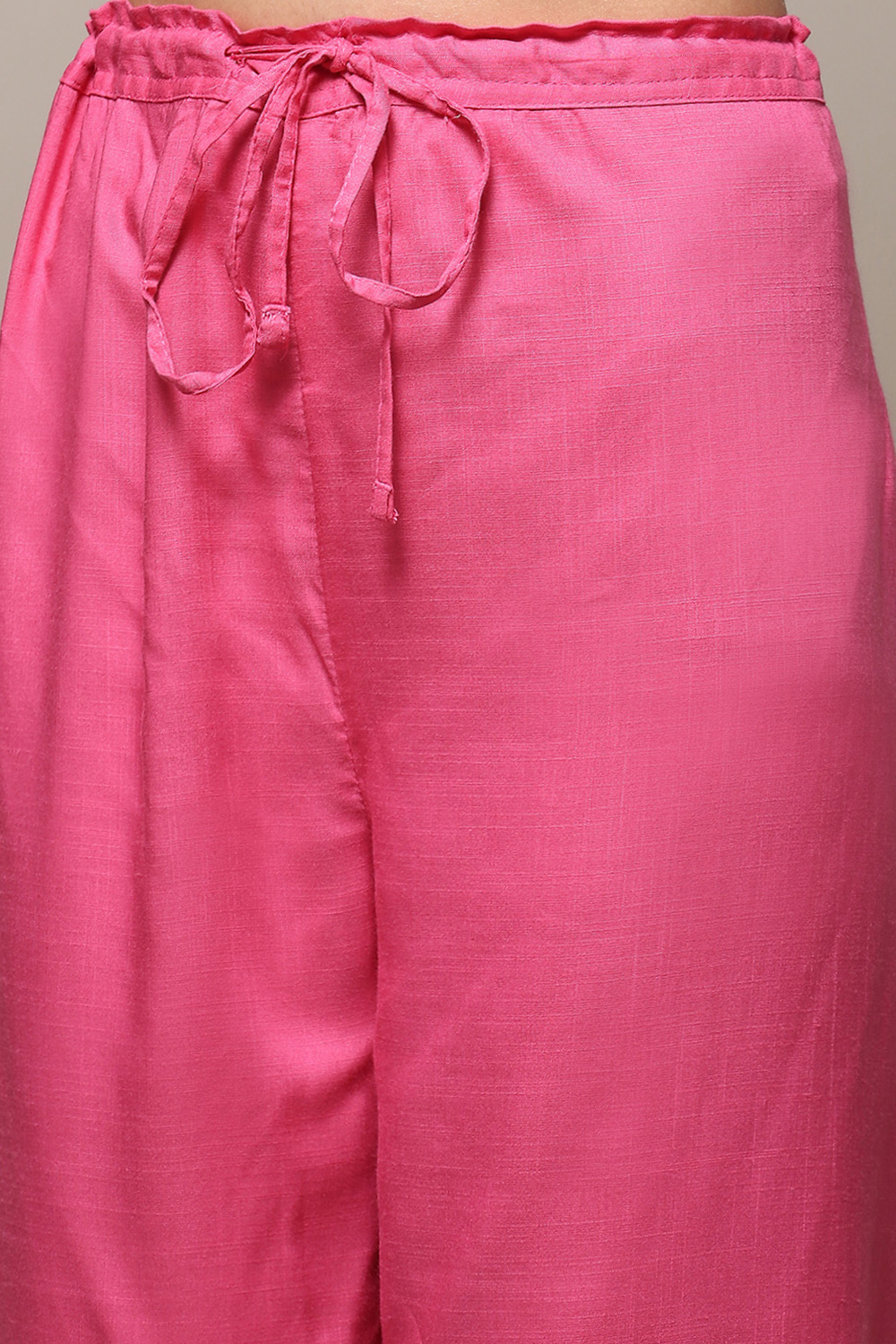 Pink LIVA Straight Kurta Narrow Palazzo Suit Set image number 2