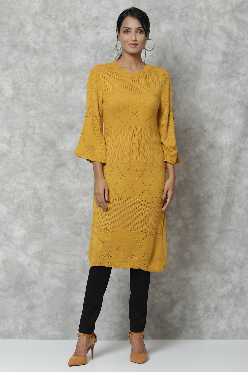 Yellow Straight Acrylic Kurta image number 2