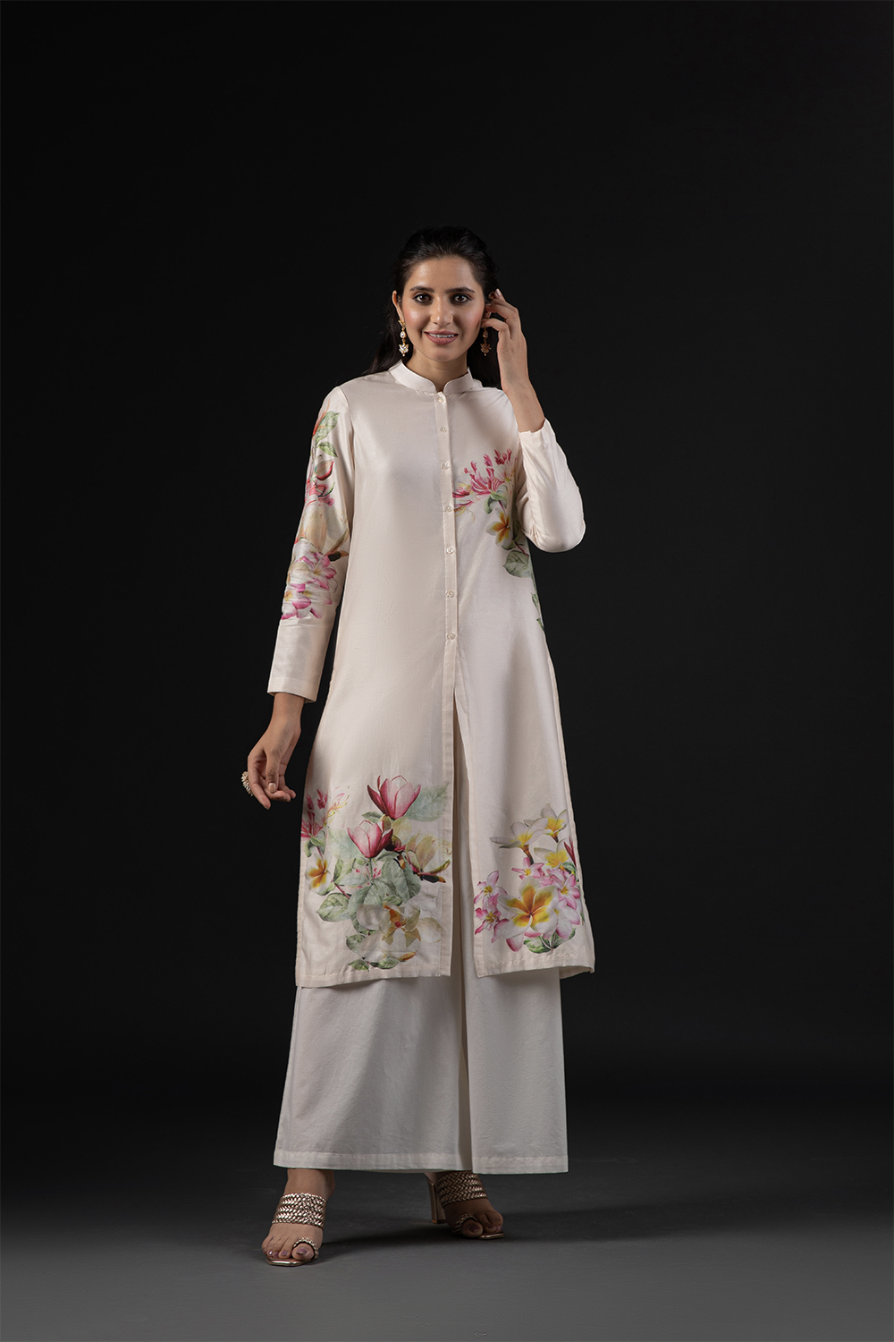 Rohit Bal Ivory Cotton Silk Straight Printed Suit Set image number 6