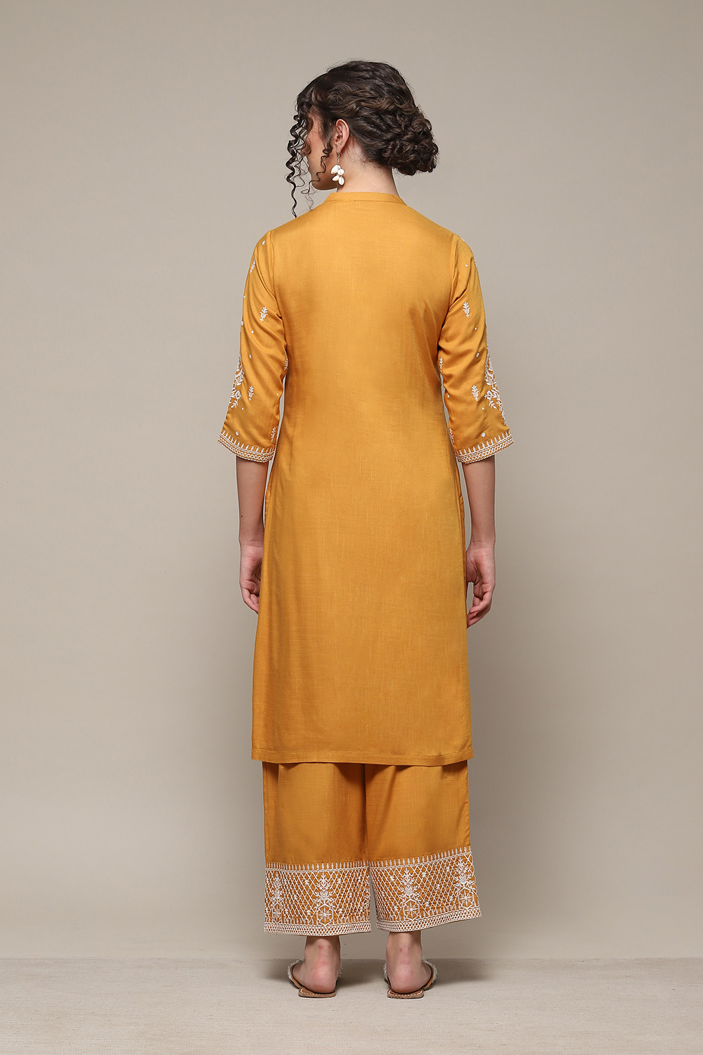 Mustard LIVA Straight Solid 2 Piece Set image number 4