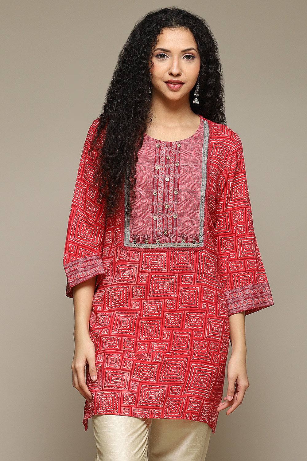 Coral Rayon Printed Kurti image number 5