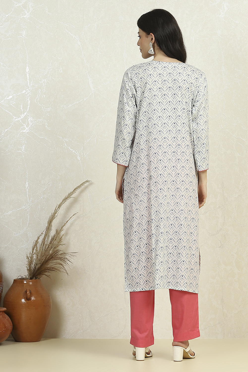 Grey Cotton Printed Embroidered Unstitched Suit Set image number 5