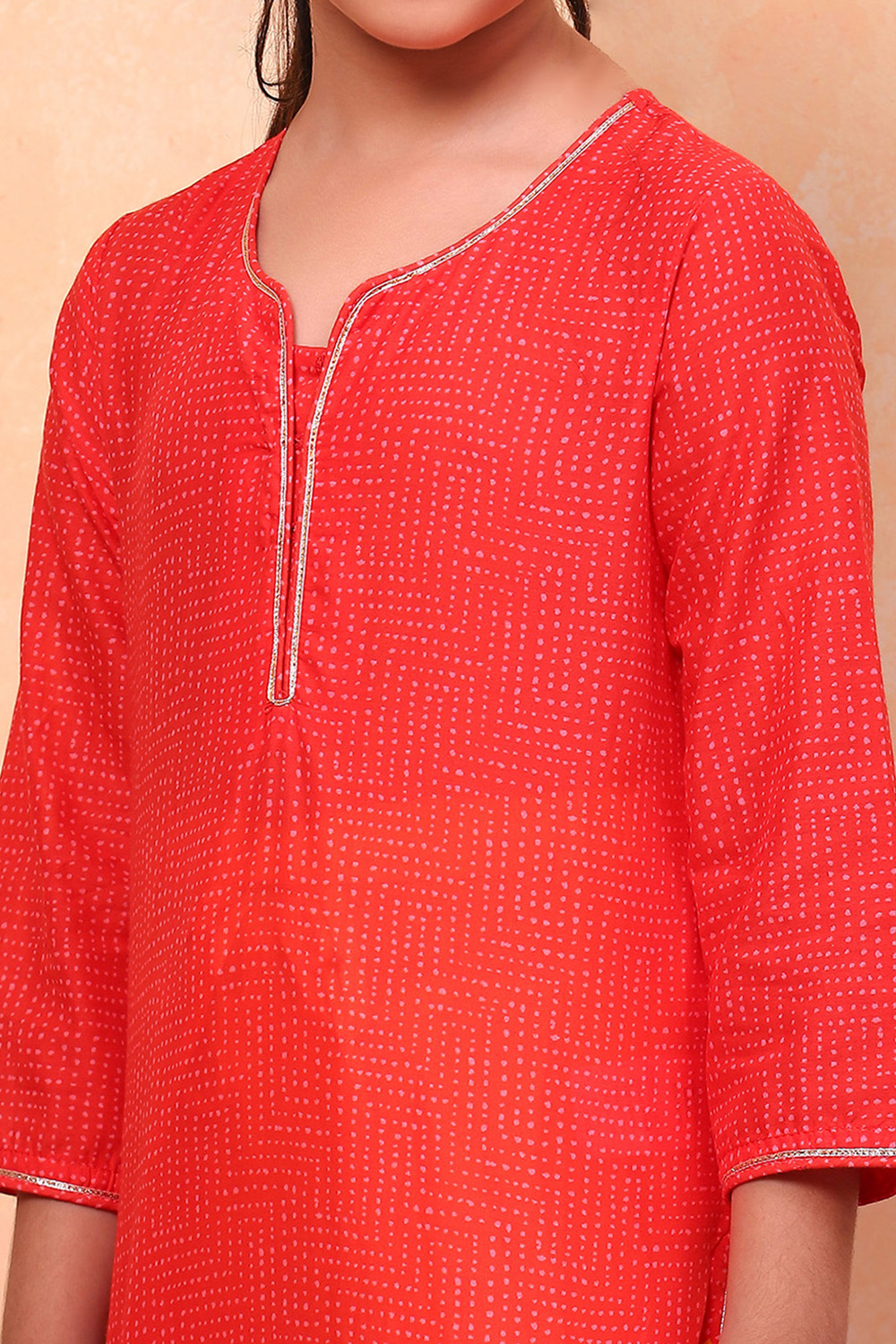 Red and Yellow Cotton Printed Straight Suit Set image number 1