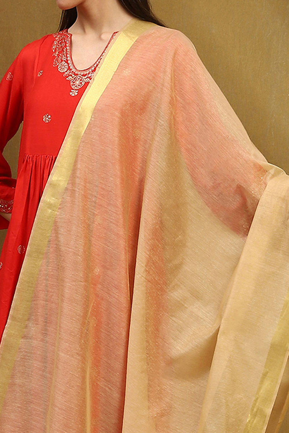 Camel Poly Silk Dupatta image number 1