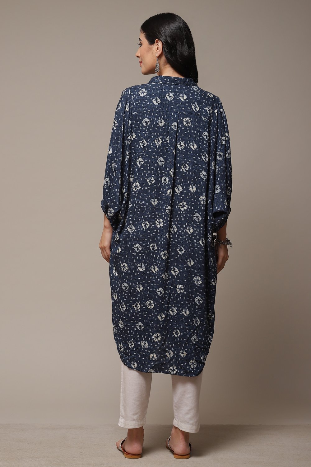 Indigo Rayon Straight Printed Kurta image number 2