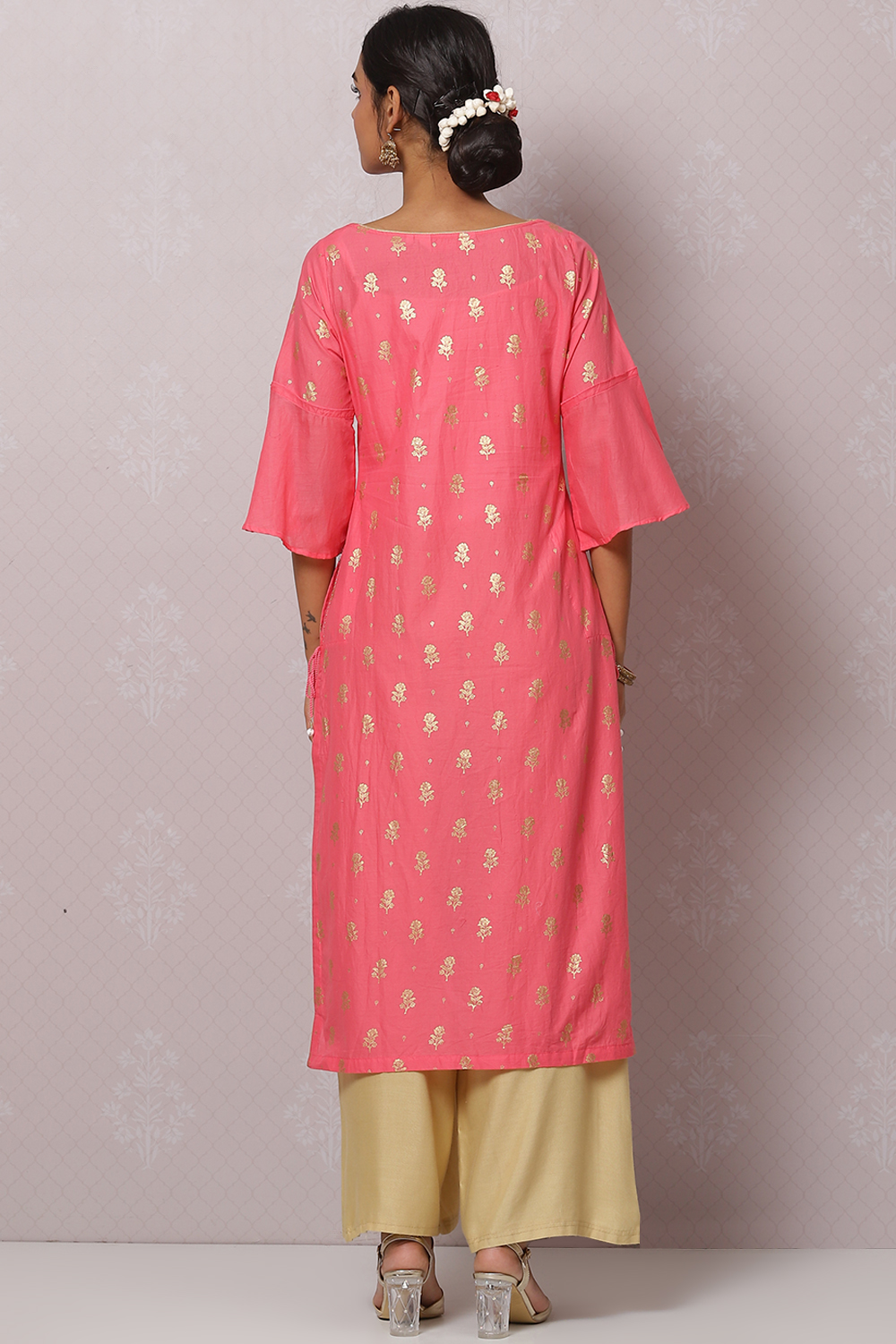 Blue Straight Cotton Kurta image number 4