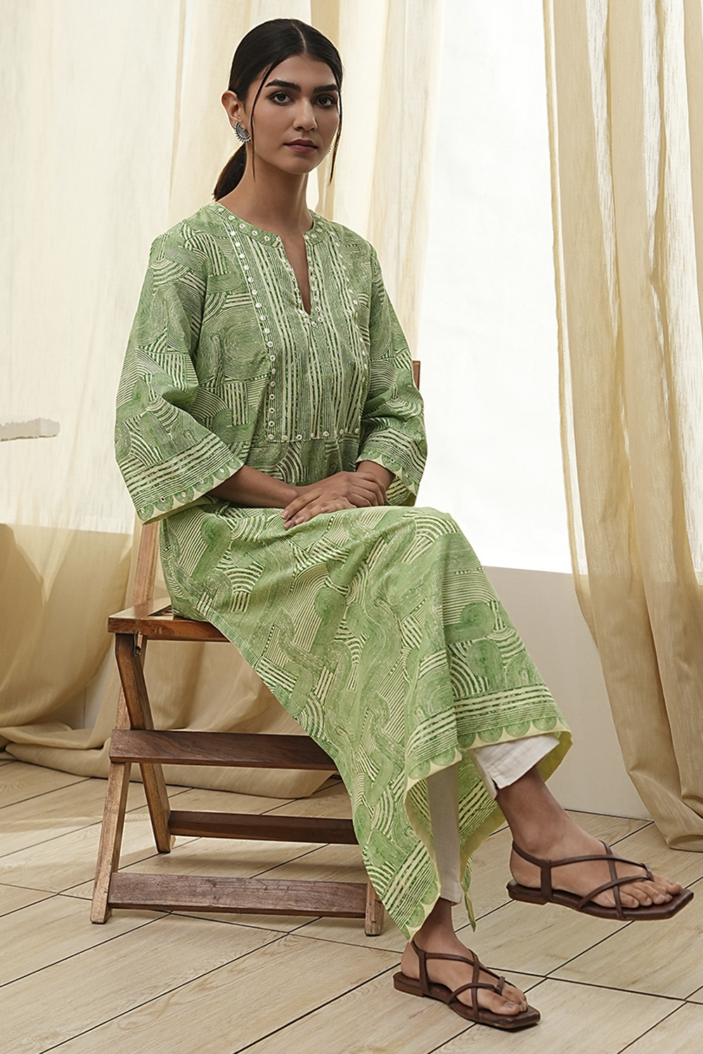 Green Straight Kurta image number 0