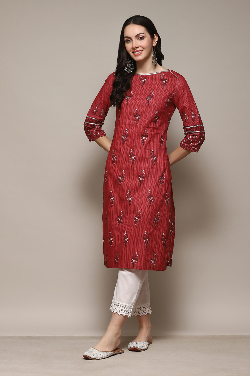 Green Cotton Straight Printed Kurta image number 0