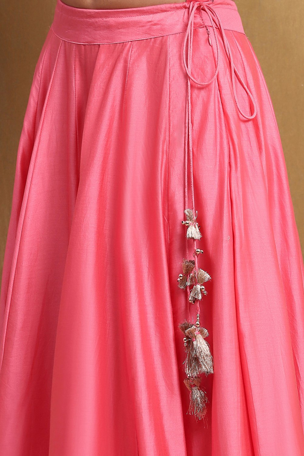 Coral Cotton Blend Straight Lehengas & Skirt Set image number 2