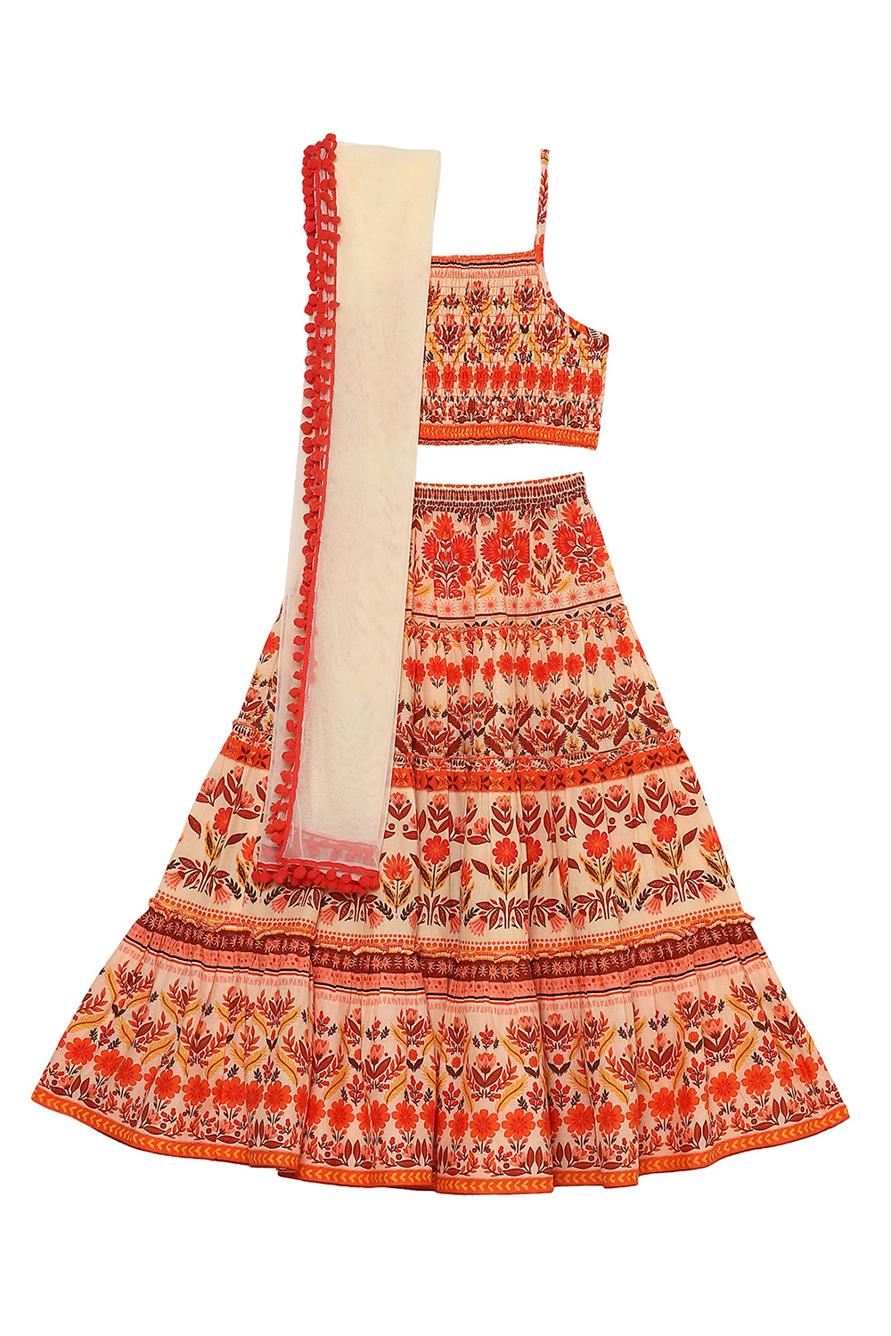 Multicolor Cotton Lehenga Set image number 4