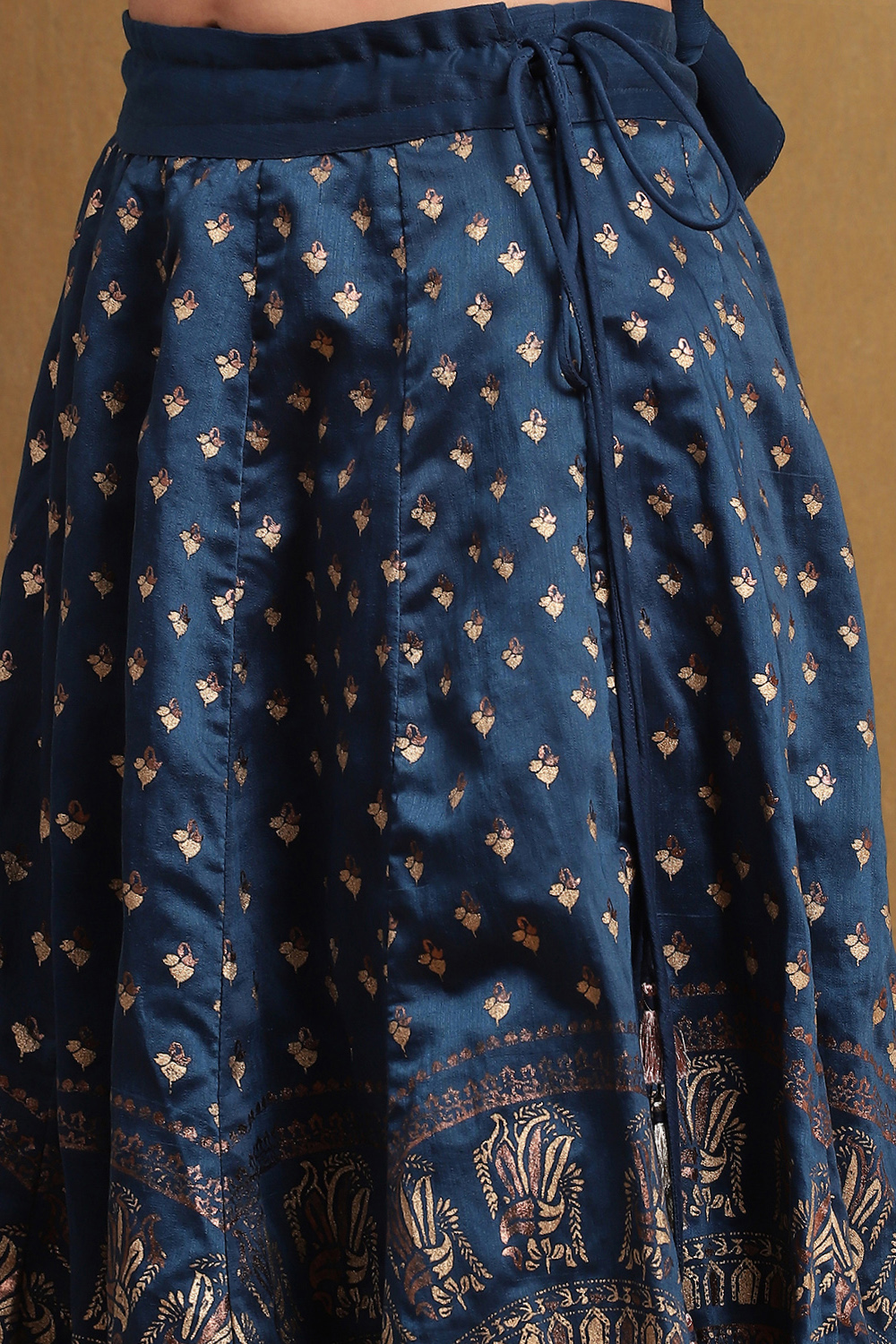 Blue Printed Fusion Lehenga Set image number 2