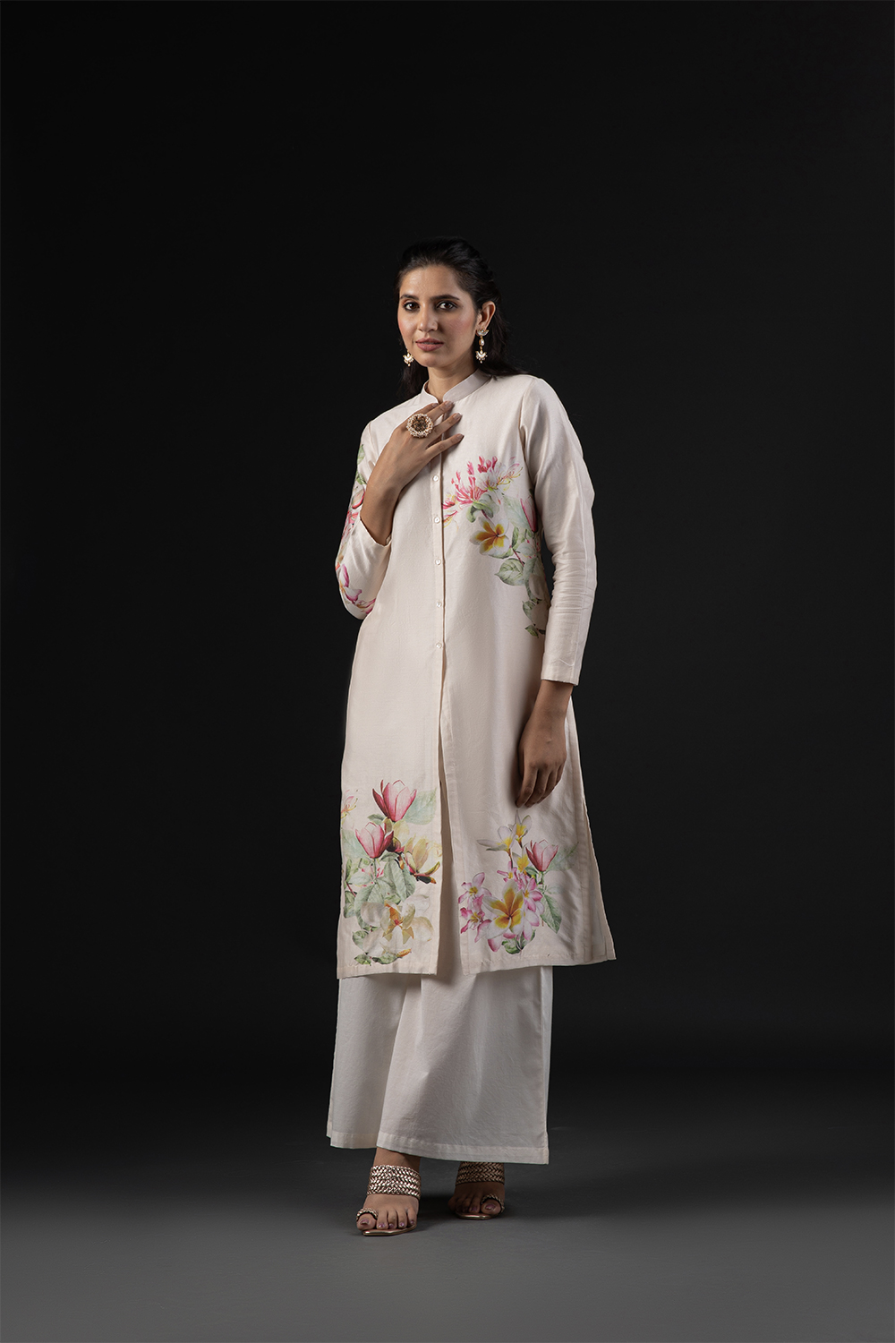 Rohit Bal Ivory Cotton Silk Straight Printed Suit Set image number 7