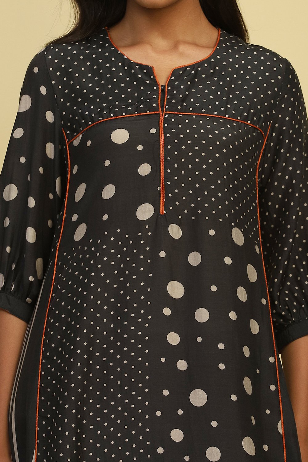 Black Viscose Blend Geometric Printed Straight Kurta image number 1