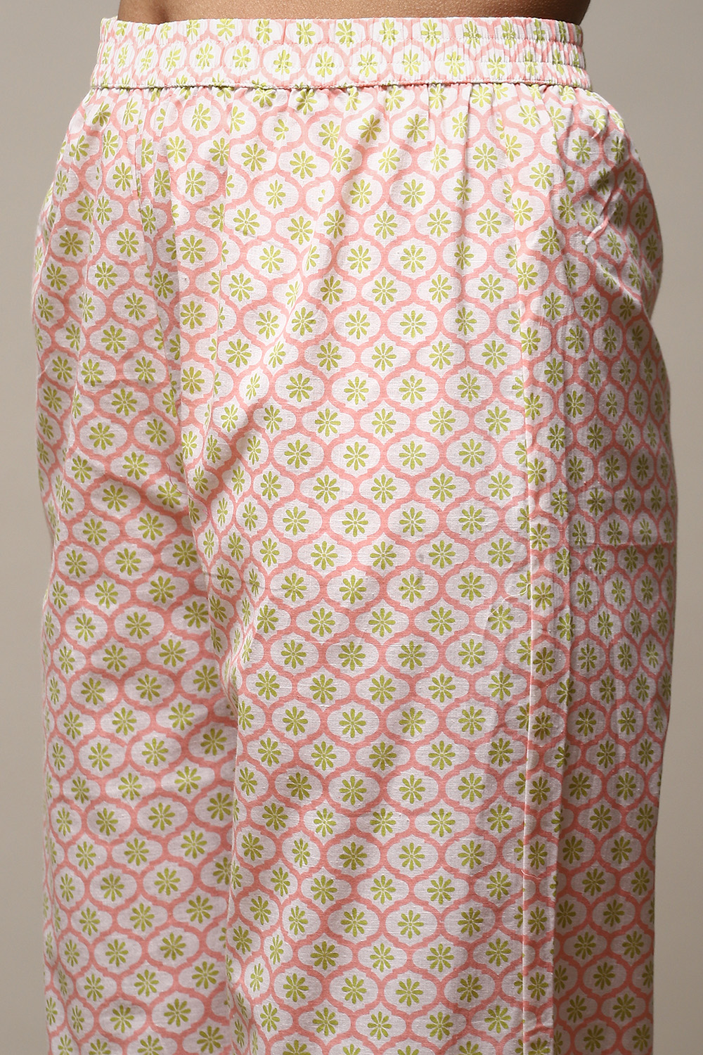 Onion-Pink Hand-Block Printed Long Skirt