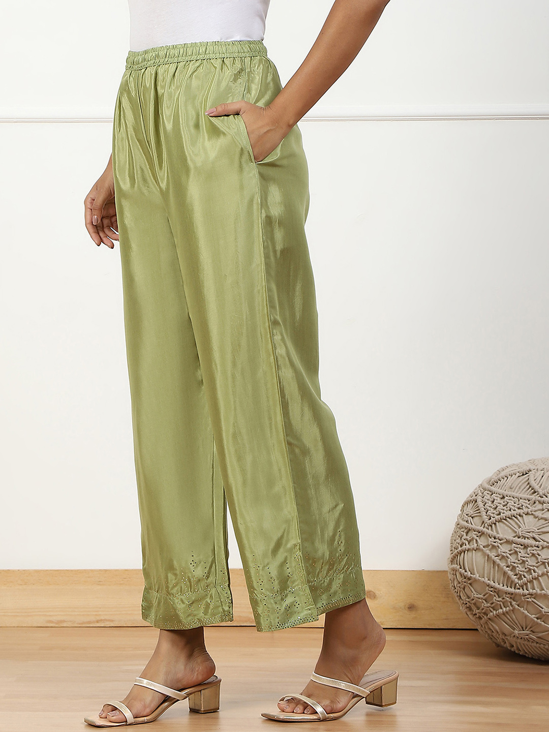 Green Shantoon Palazzo Pants image number 2