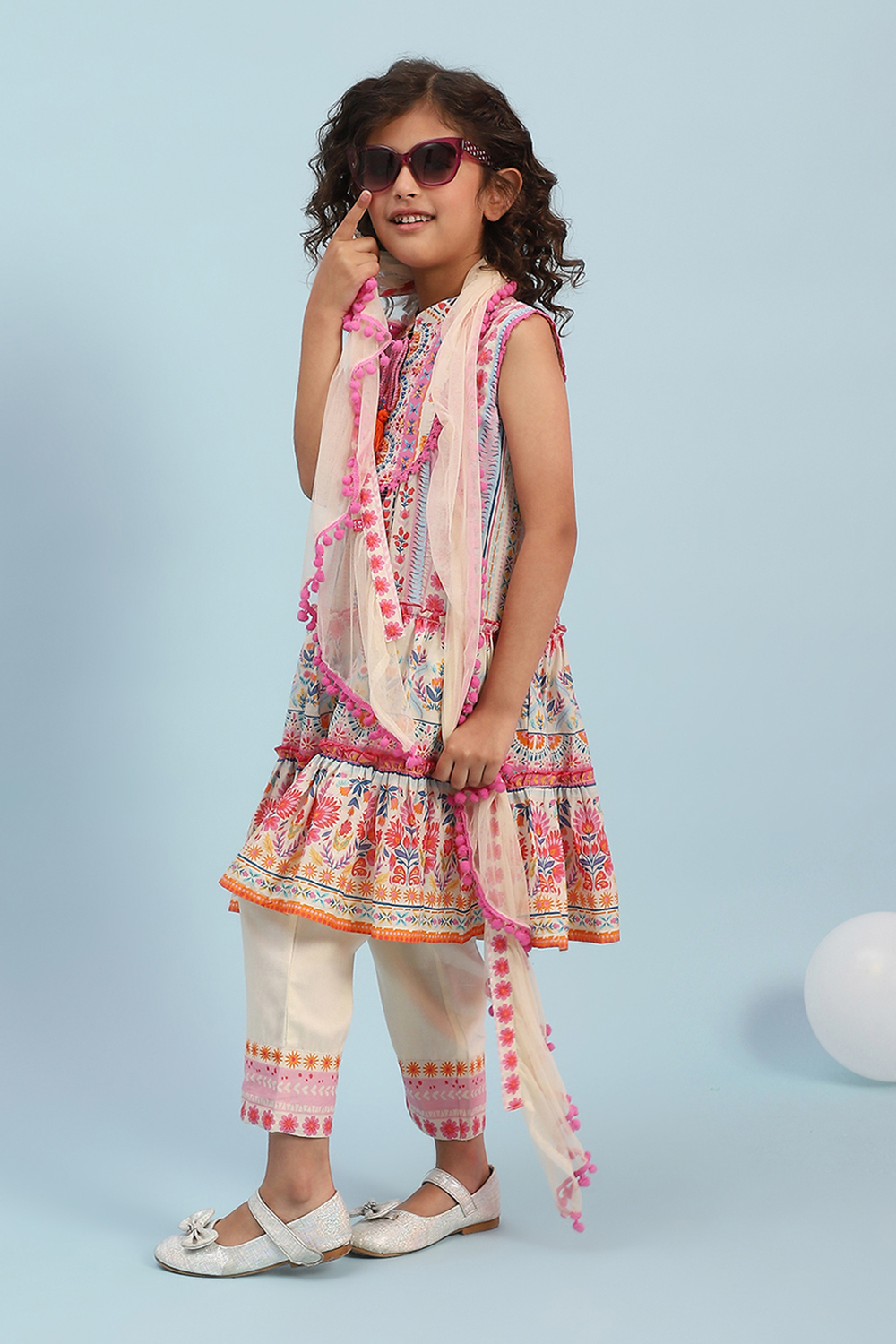 Multicolor Cotton Tiered Suit Set image number 3