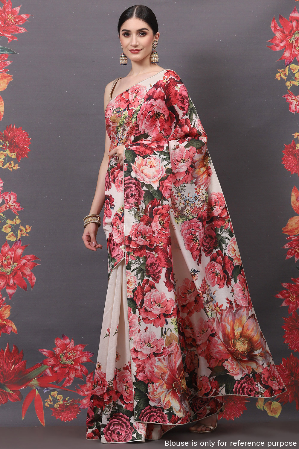 Rohit Bal Off White Cotton Silk Printed Saree image number 1