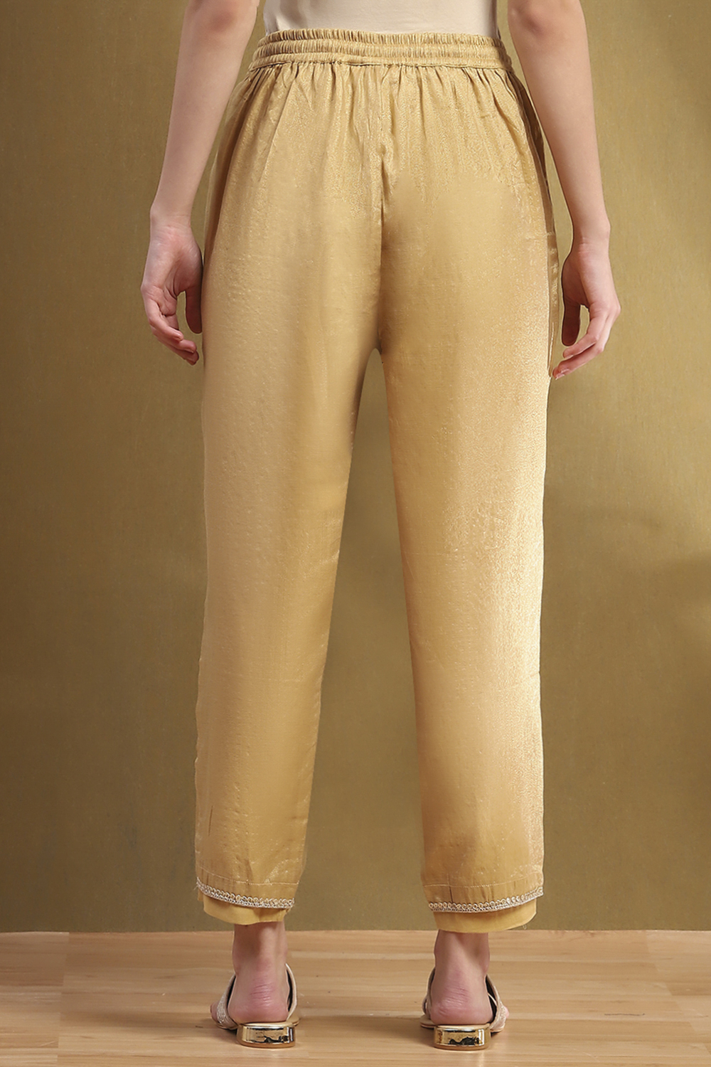 Gold Jacquard Pants image number 5