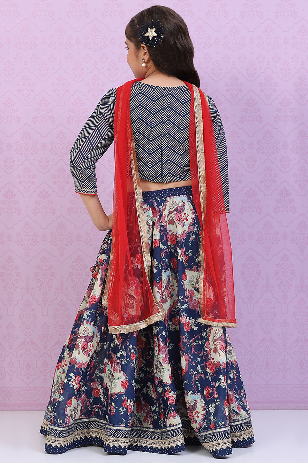 Navy Blue Art Silk Lehenga Set image number 4