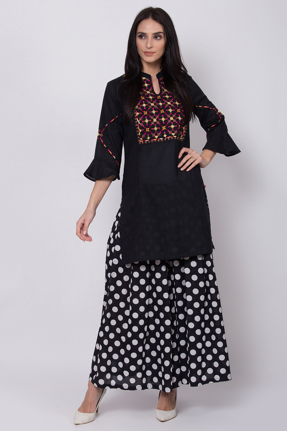 Black Cotton Kurta image number 4