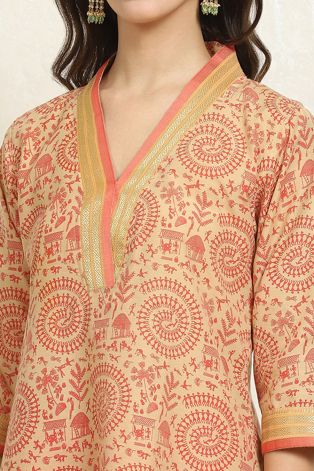 Pink Cotton Handloom Unstitched Suit Set image number 2