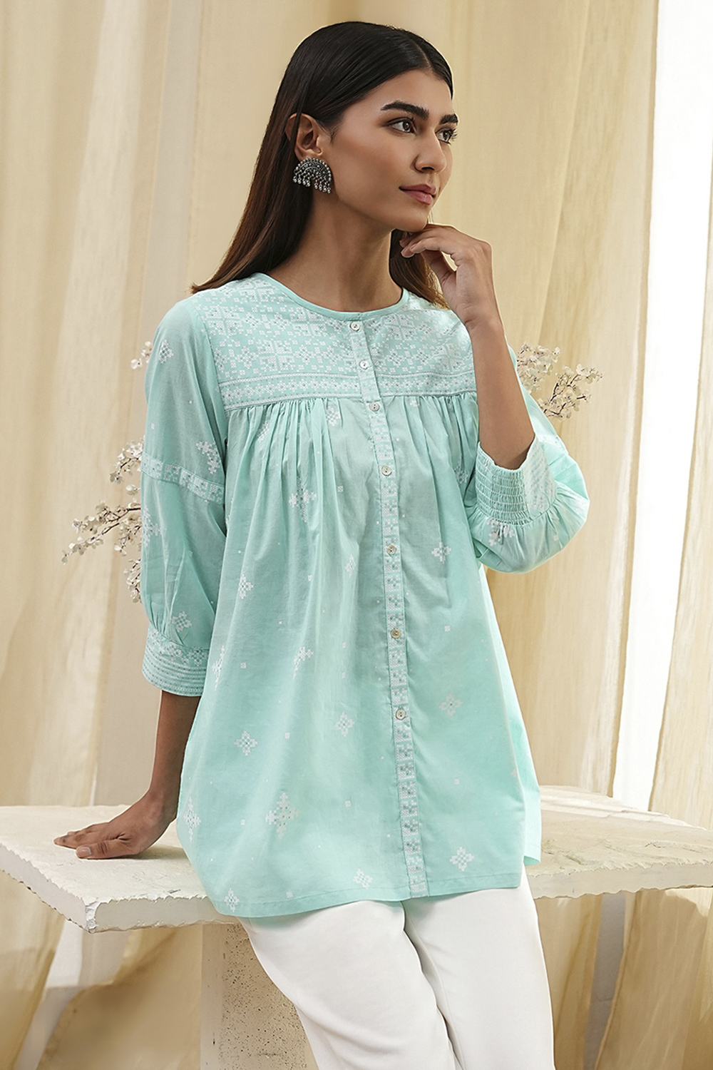 Aqua Straight Short Kurta image number 6