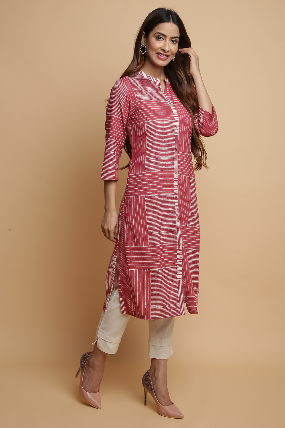 Blue Cotton Blend Straight Kurta Pants Suit Set image number 5