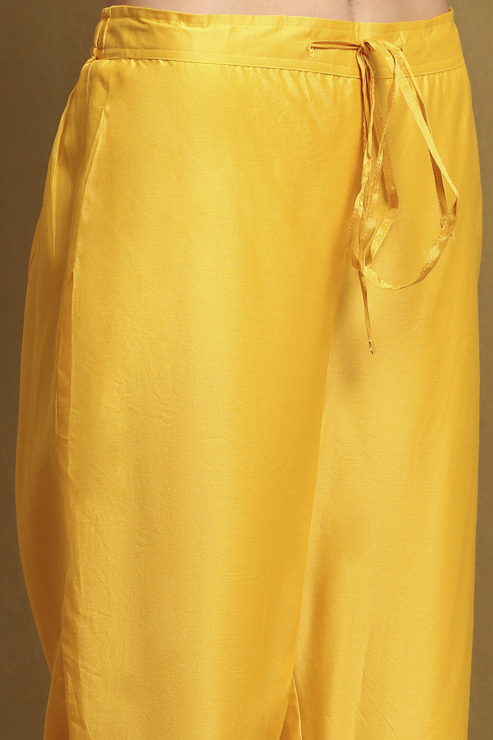 Yellow Silk Chanderi Anarkali Suit Set image number 2