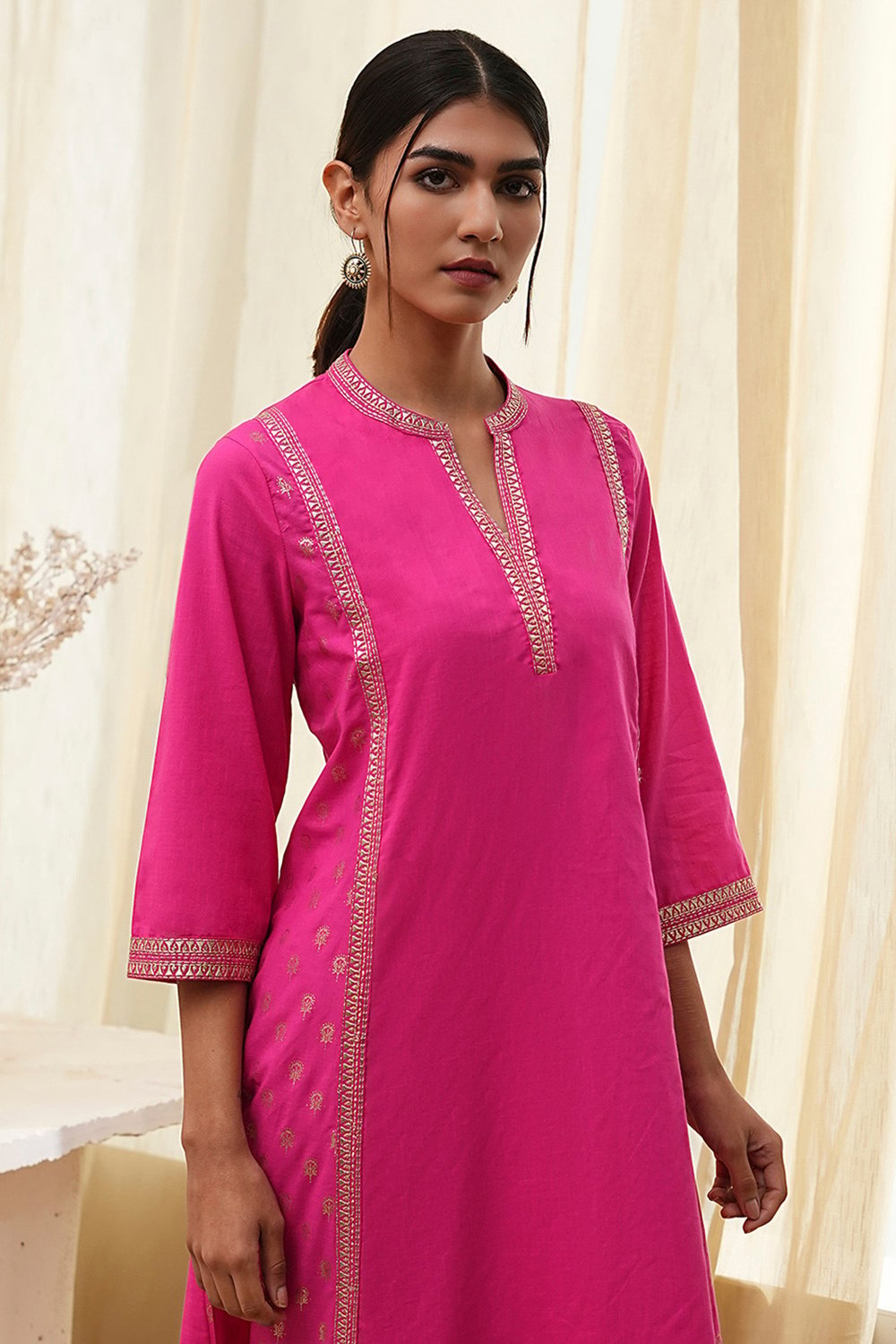 Fuchsia A-Line Kurta image number 1