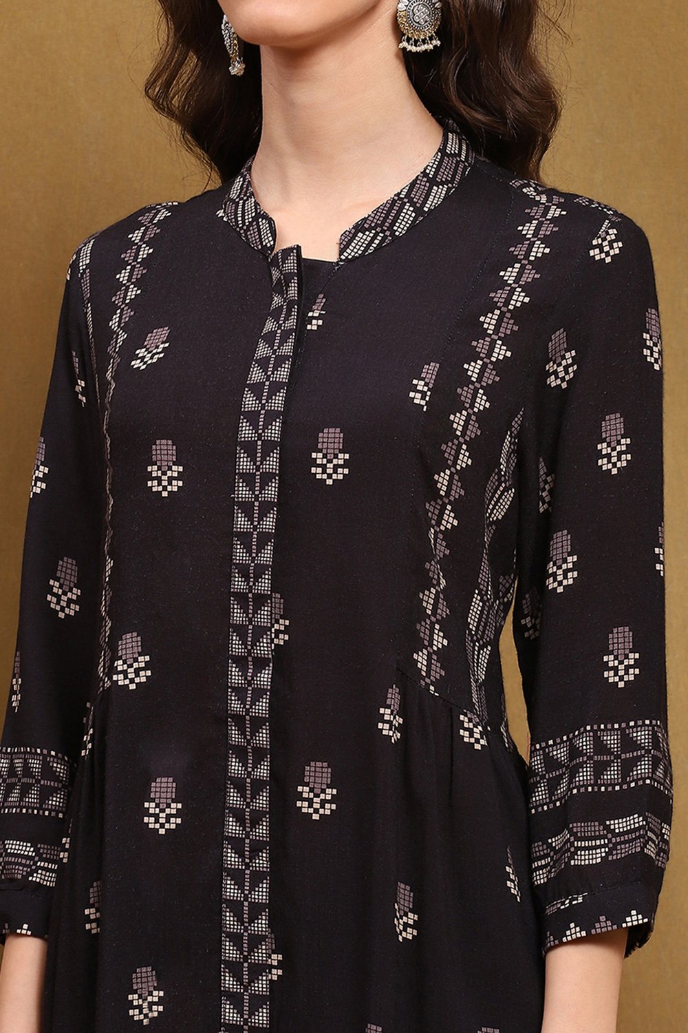 Navy Rayon Straight Kurta image number 1