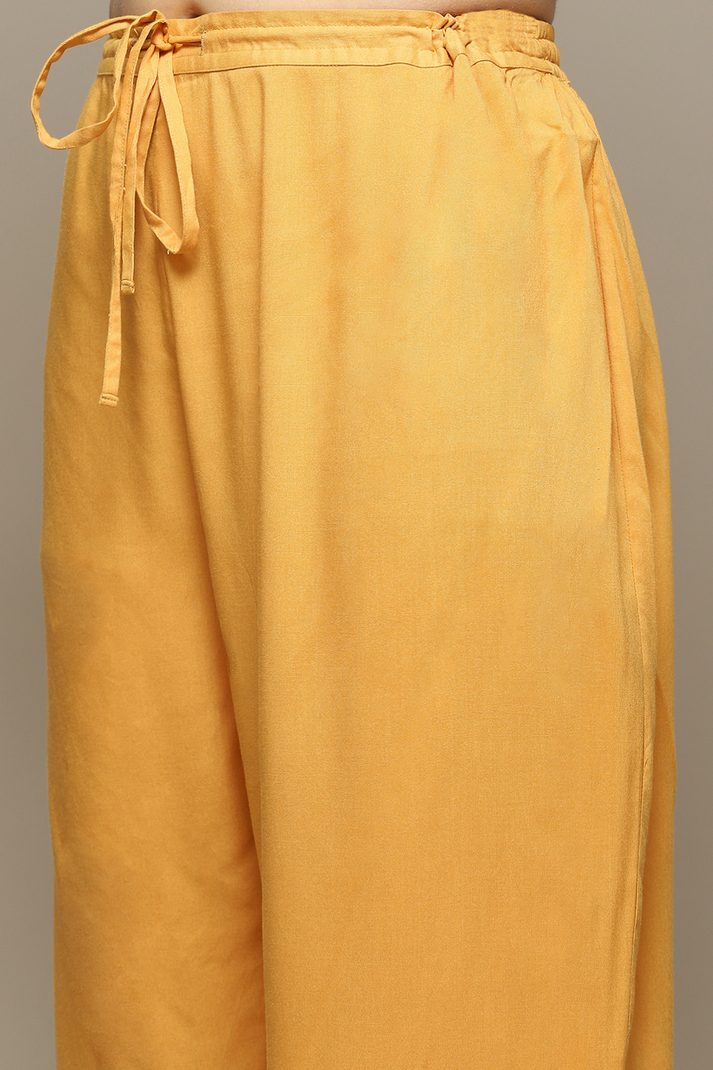 Ochre Cotton Blend A-Line Kurta Palazzo Suit Set image number 2