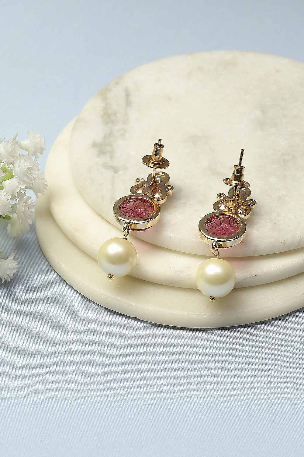 Pink Kundan Festive Drop & Danglers image number 2