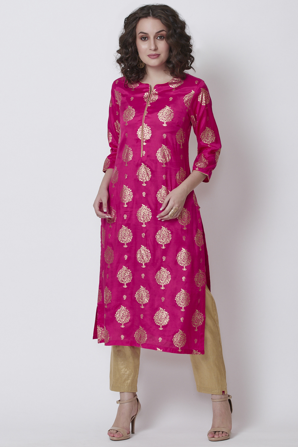 Buy Pink Viscose Straight Printed Kurta () for INR849.50 | Biba India