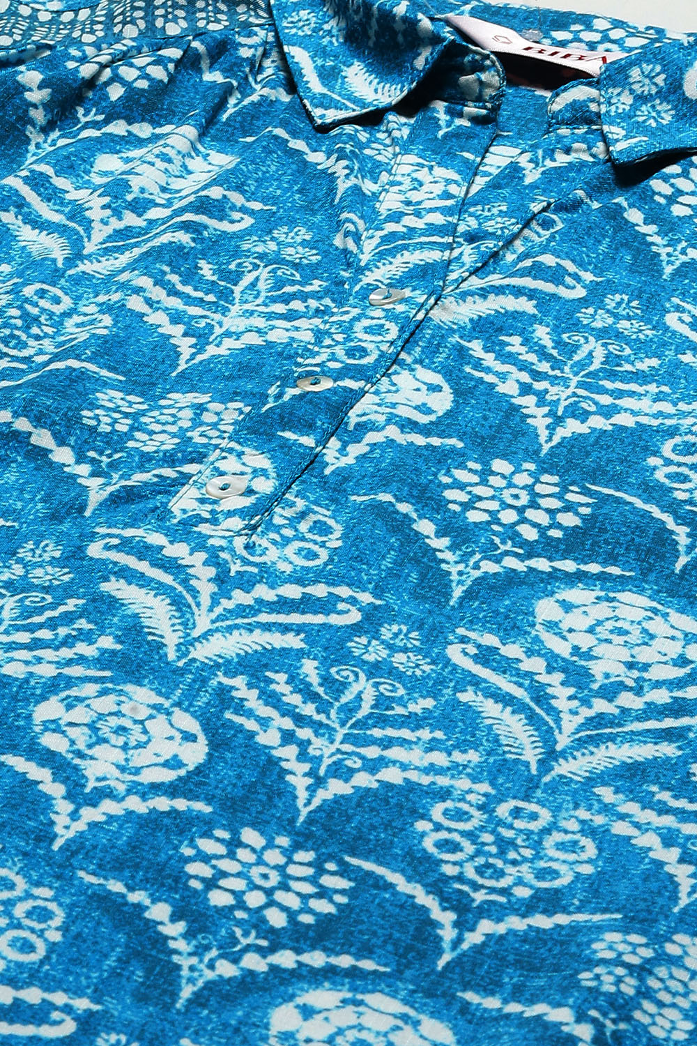 Blue LIVA Printed Kurti image number 1