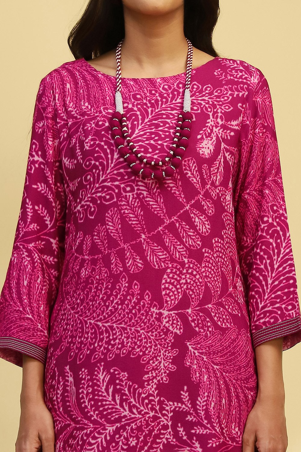 Maroon Printed Straight Kurta Set image number 1