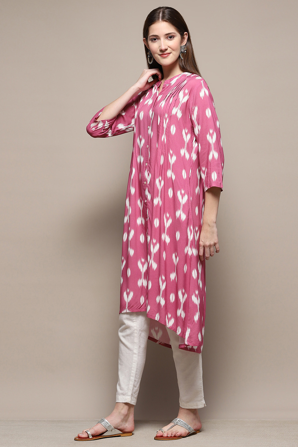 Purple Rayon Flared Yarndyed Kurta image number 2