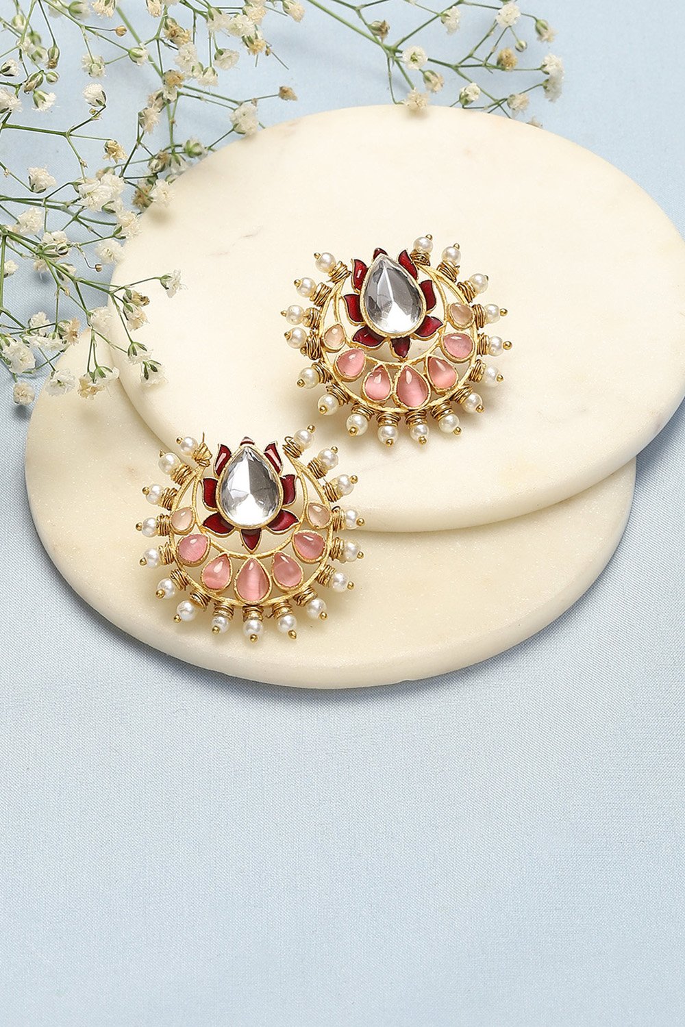 Light Pink Brass Earrings image number 0