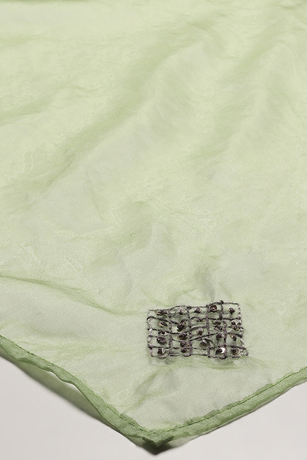 White Green Cotton Unstitched Suit Set image number 4