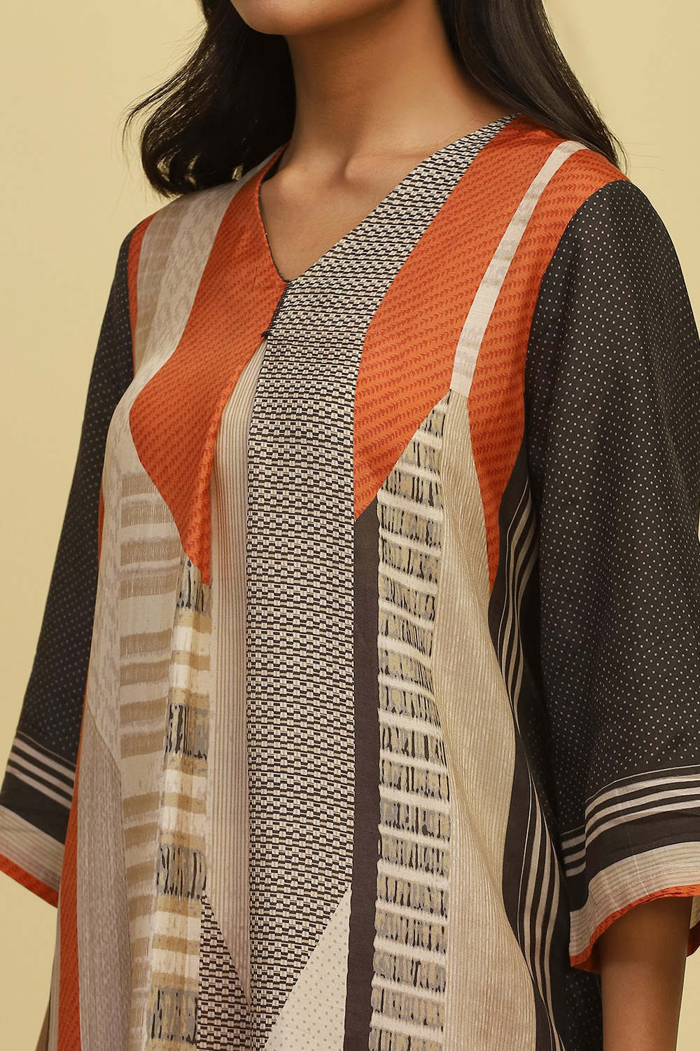 Charcoal Grey Viscose Printed Straight Kurta image number 1