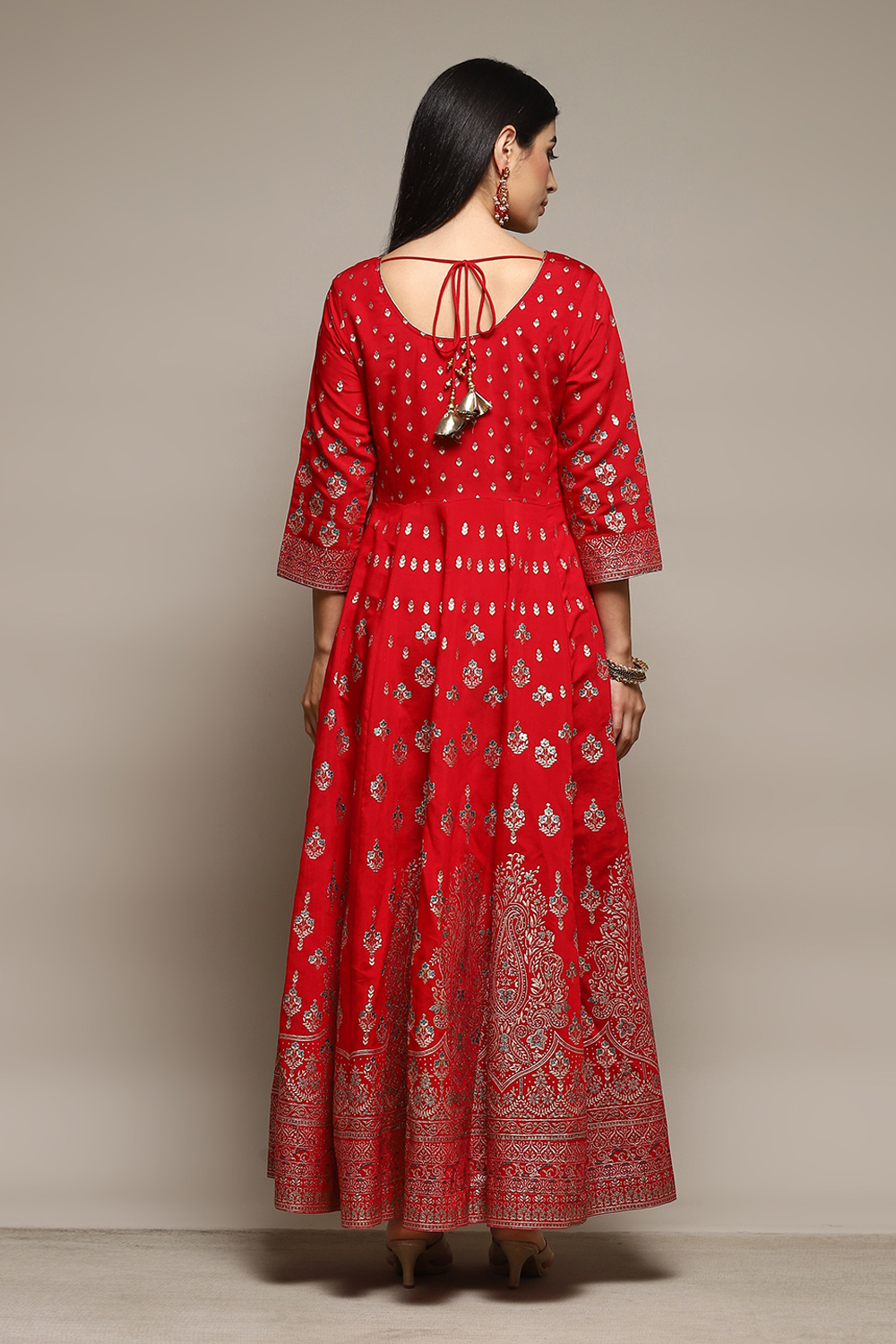 Buy Red Silk Anarkali Kurta Churidar Suit Set (Kurta, Churidar, Dupatta ...