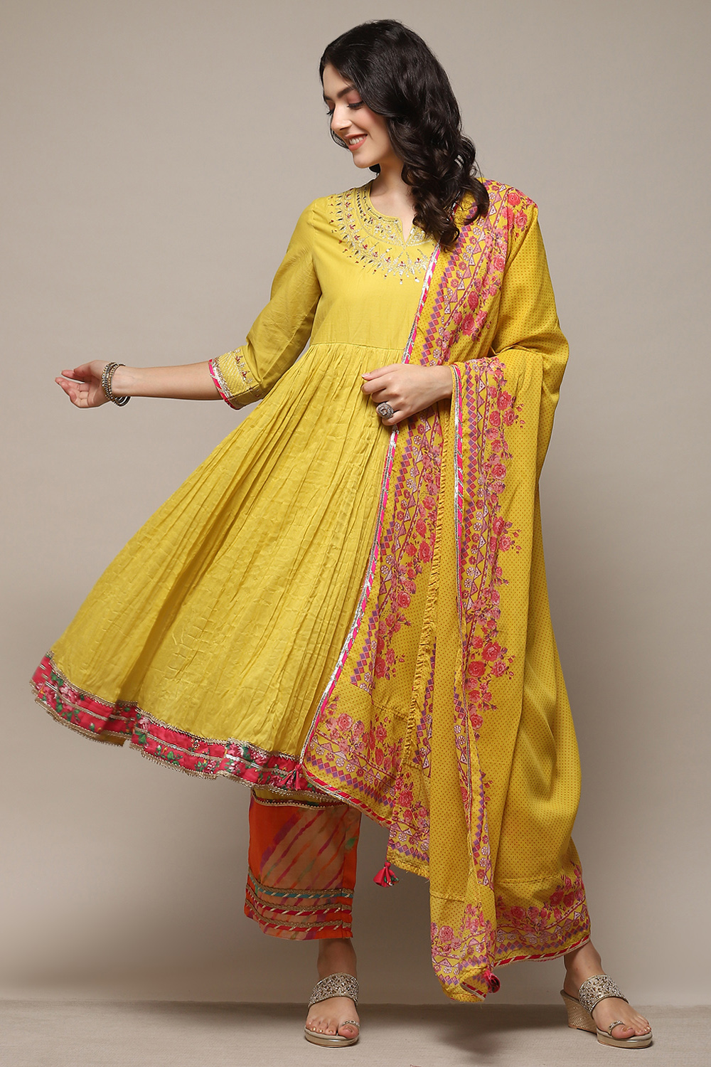 Biba yellow anarkali best sale