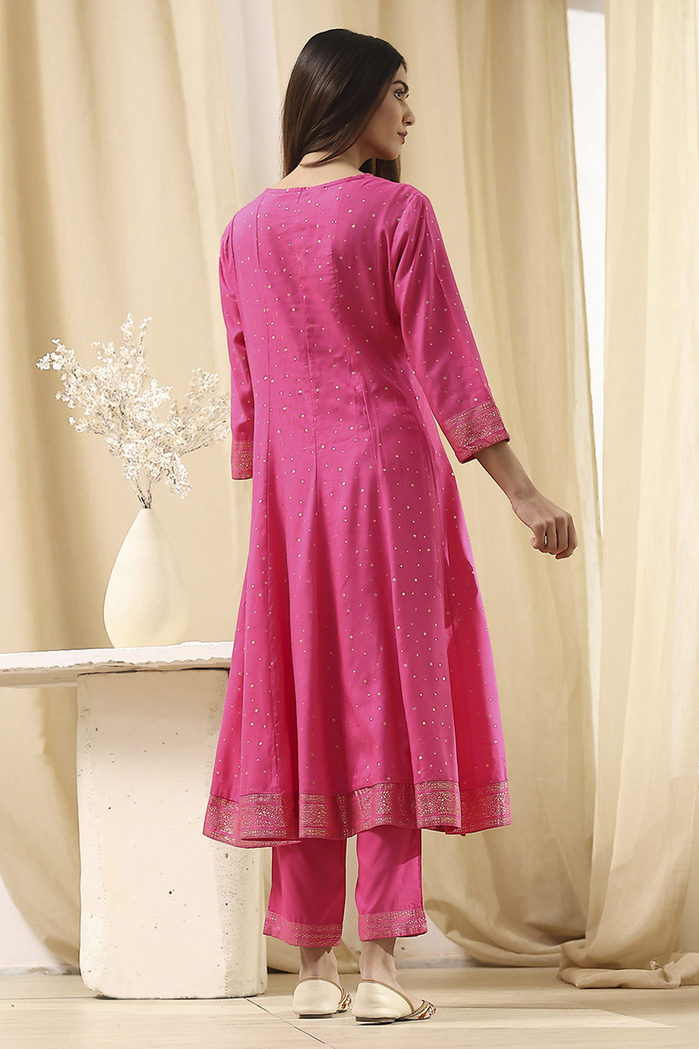 Fuchsia Viscose Printed Kalidar Suit Set image number 4