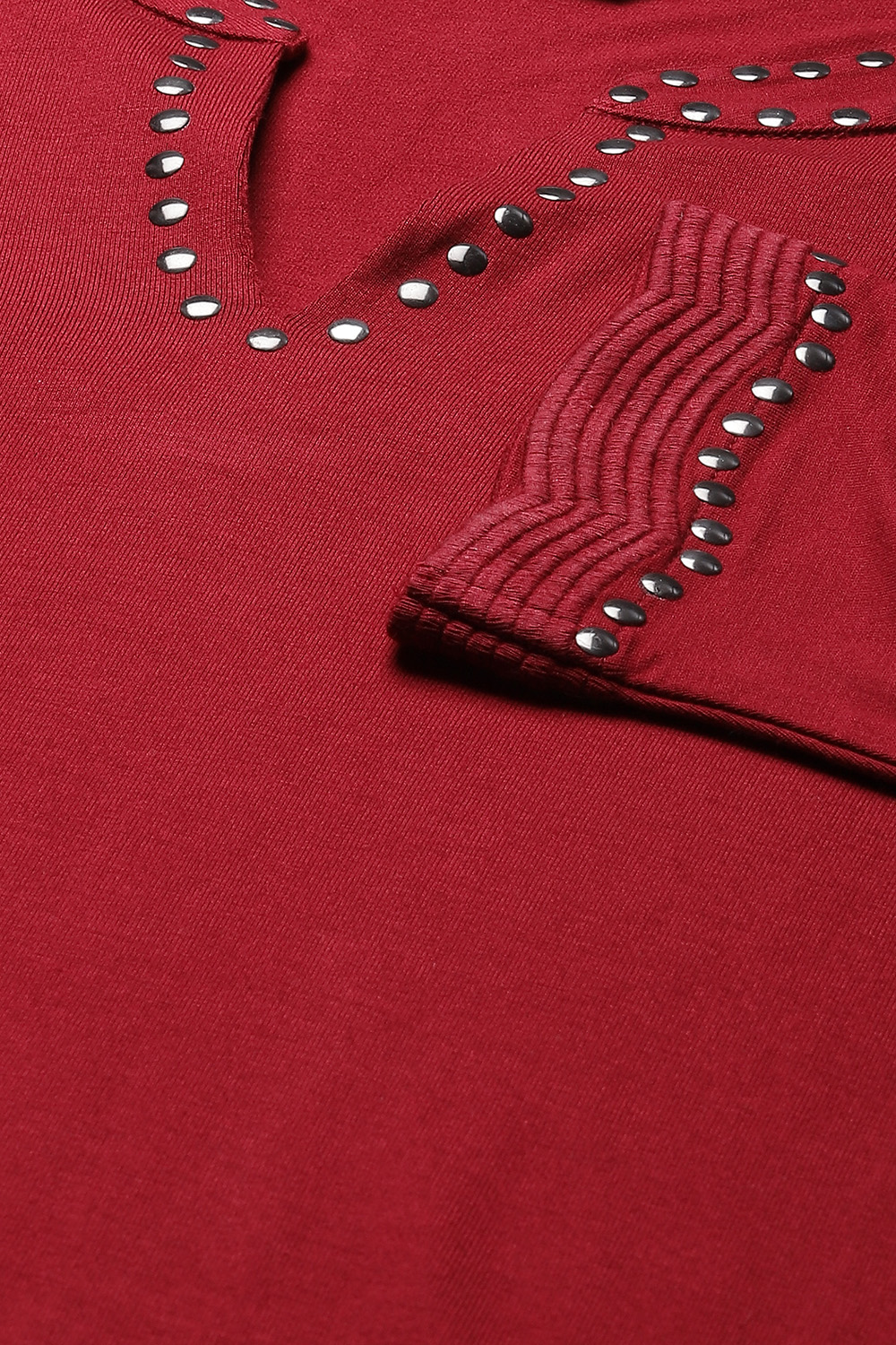 Maroon Straight Poly Span Kurta image number 1