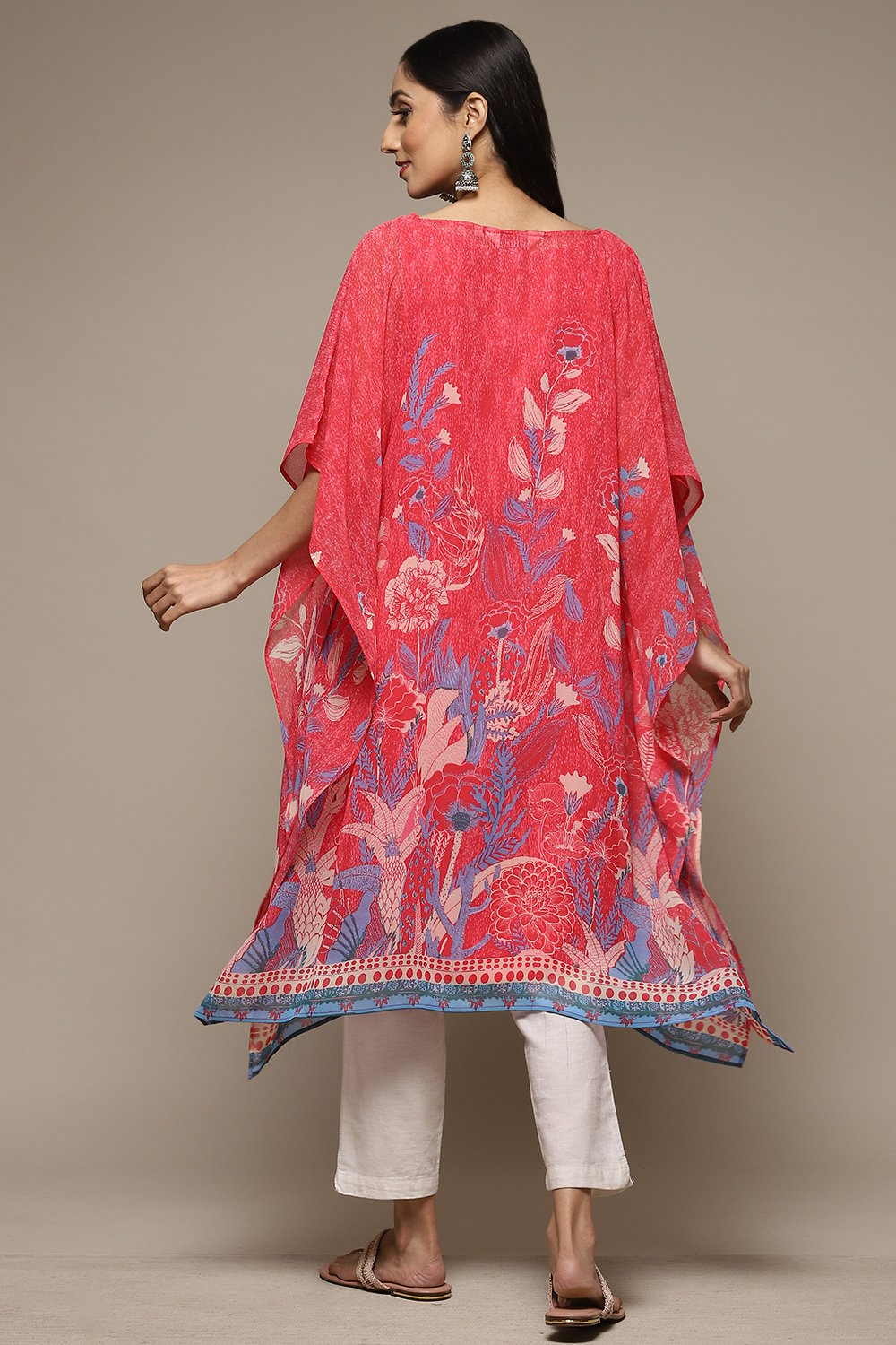 Coral Cotton Blend Straight Printed Kurta image number 4