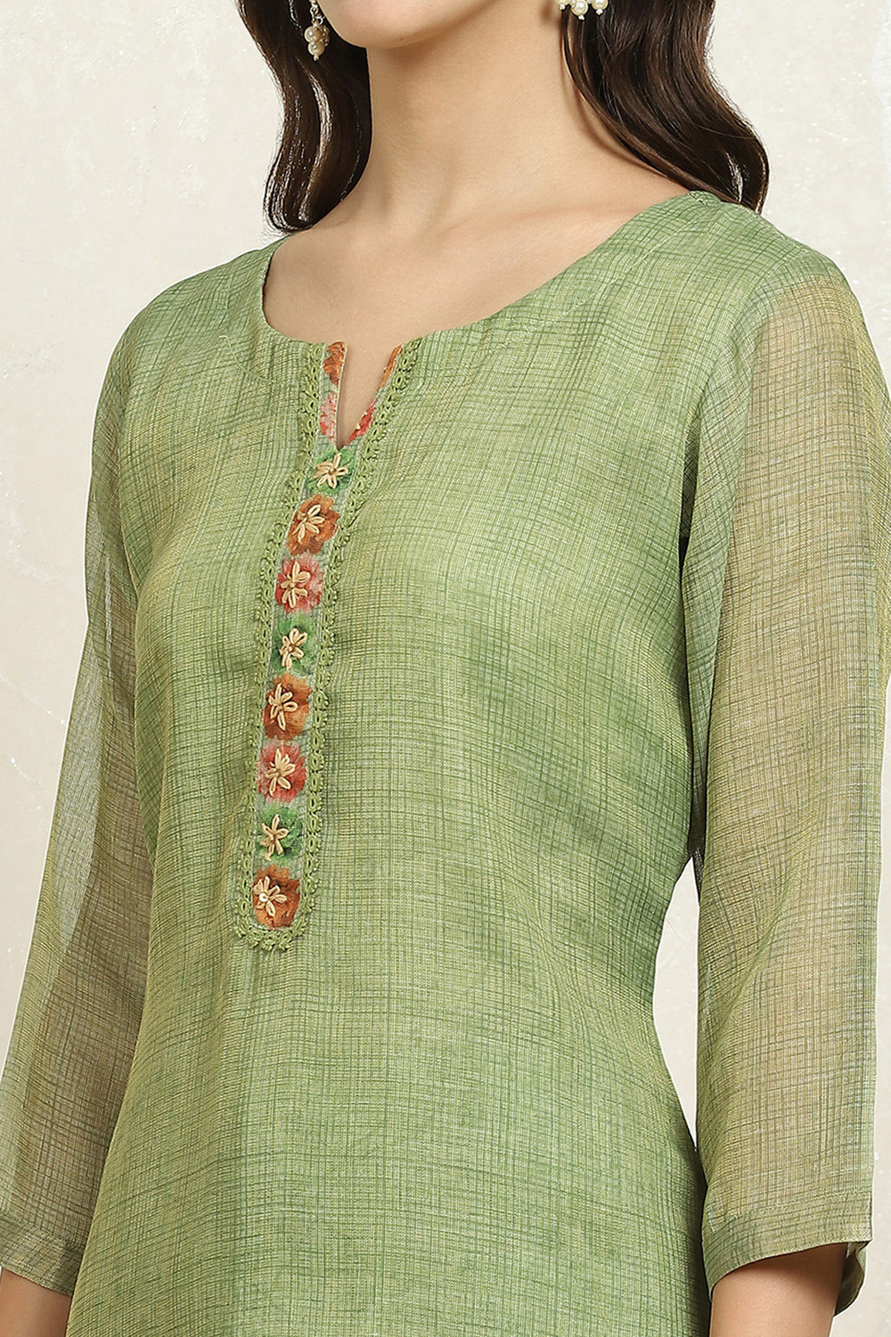 Grey Linen Blend Printed  Embroidered Unstitched Suit Set image number 2