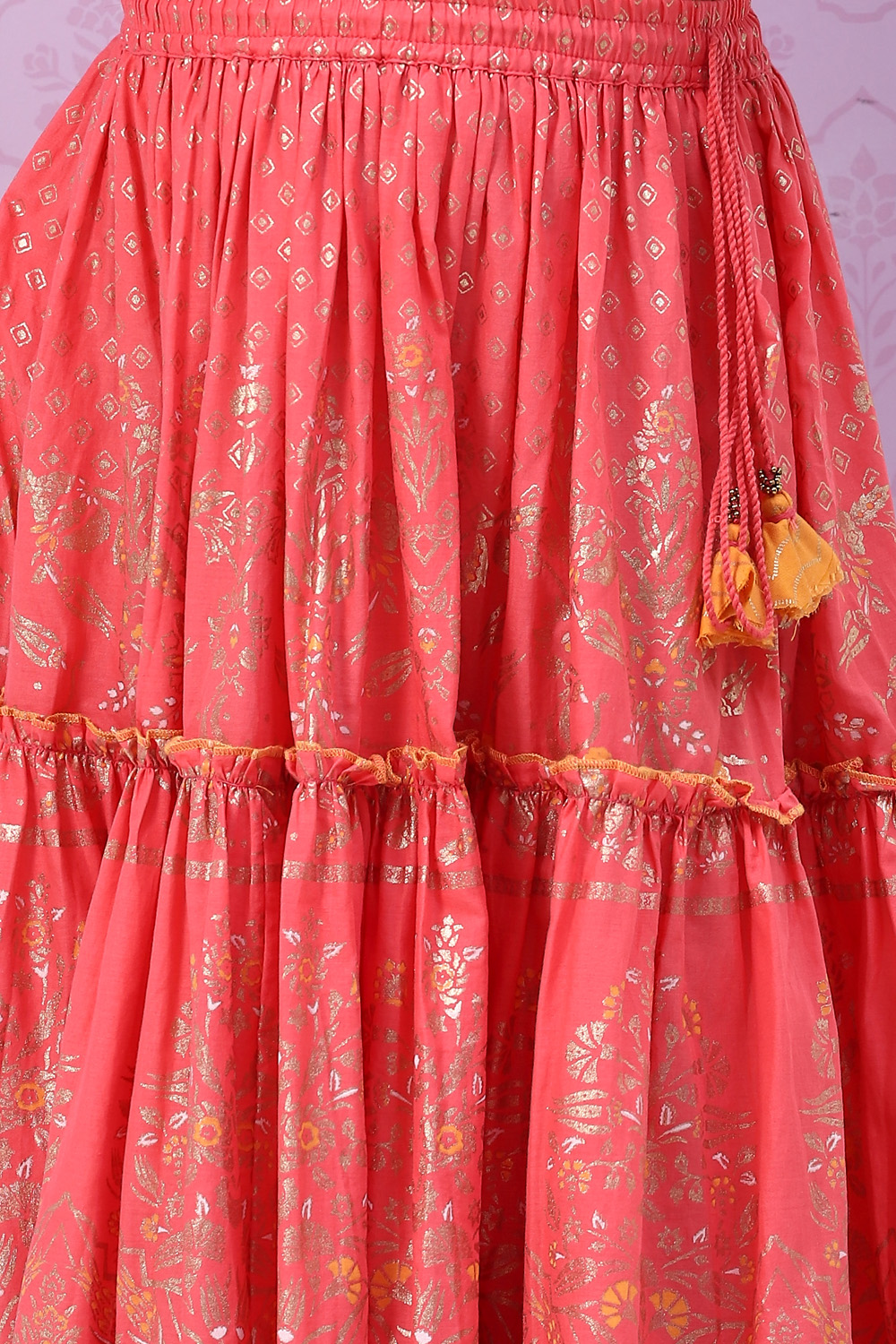 Orange & Coral Art Silk Lehenga Set image number 2