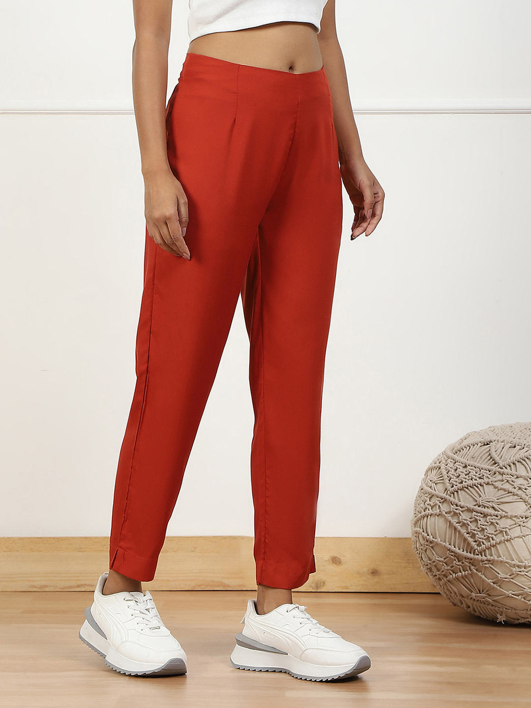 Rust Rayon Palazzo Pants image number 3