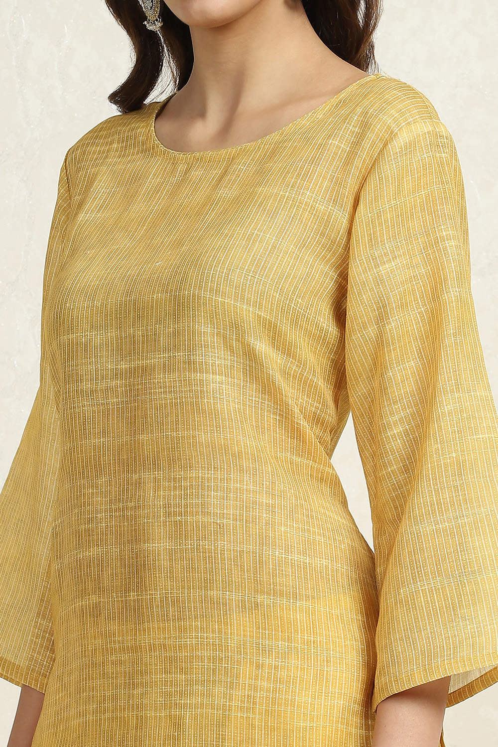 Yellow Linen Blend Woven Unstitched Suit Set image number 5